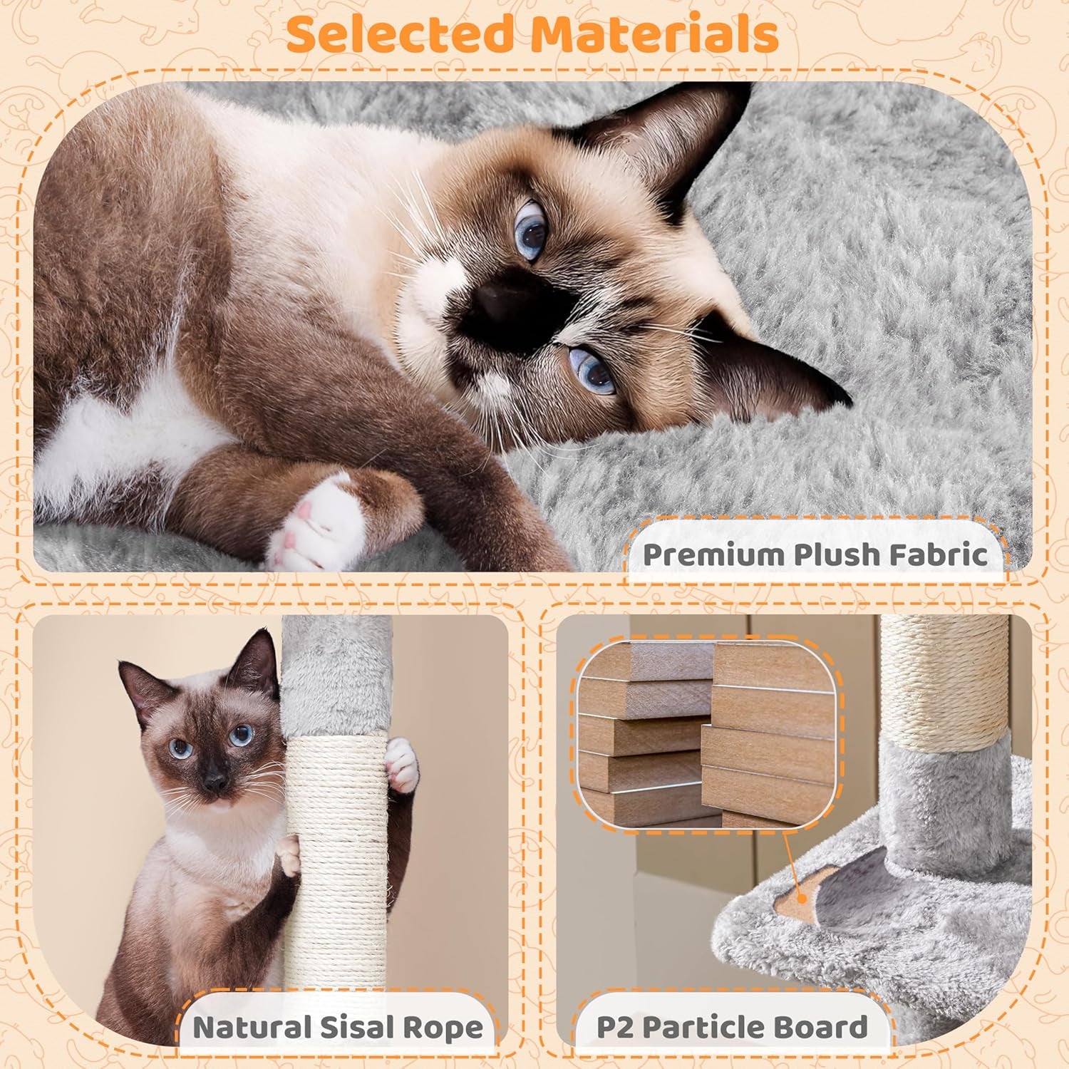53.5-Inch Rotatable Multi-Level Cat Tower for Indoor Cats, Featuring Scratching Posts and Climbing Furniture, Light Gray